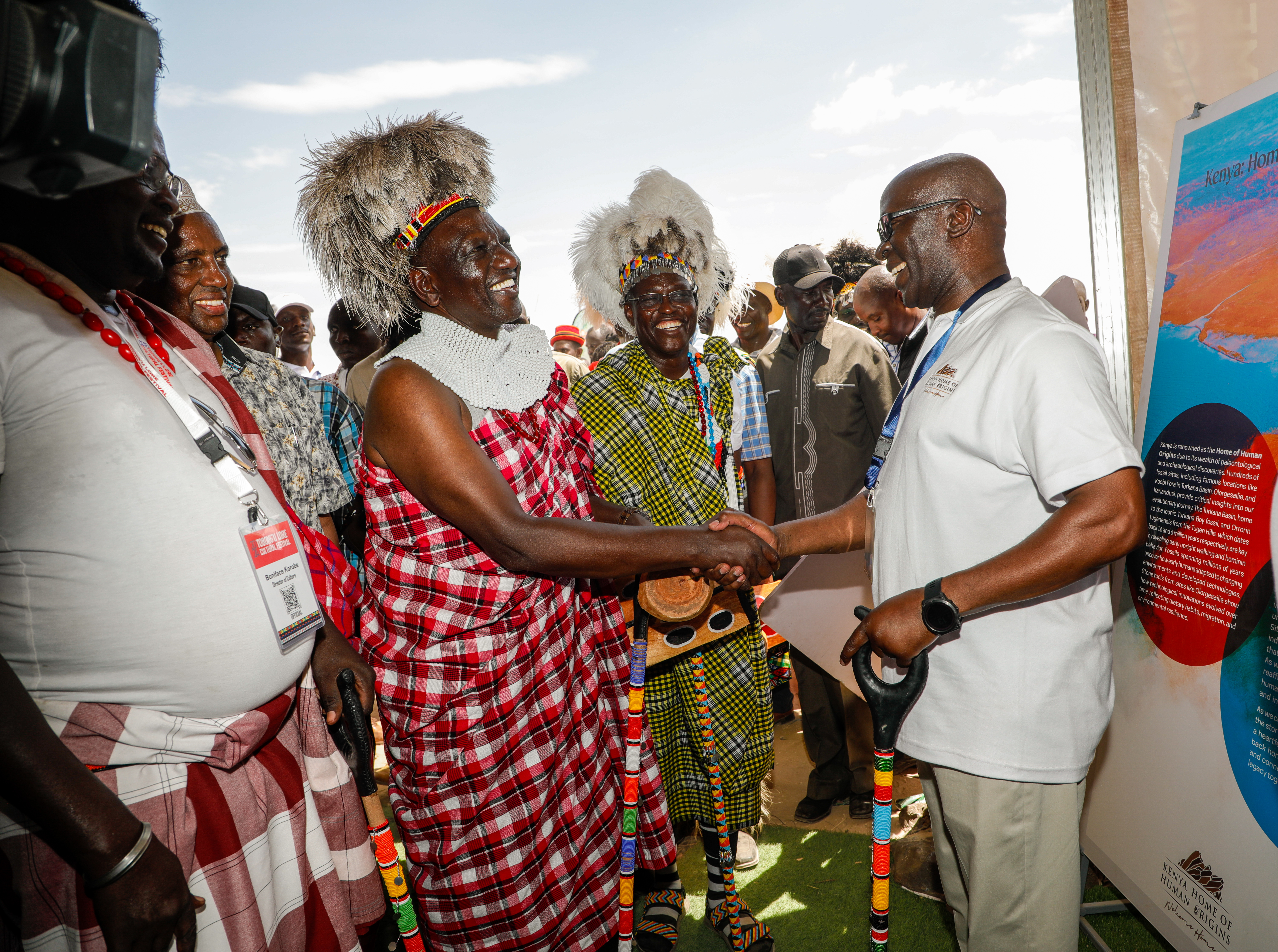 HE President William Ruto at the KHHO Stand during the 2024 Tobong'u Lore festival in Lodwar.